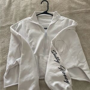 Sassy Honey White Half-Zip Sweatshirt